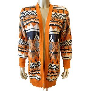 Long Cardigan Sweater, Open Front, SERRA, Sz M, Aztec, Southwest, Cowboy NWT